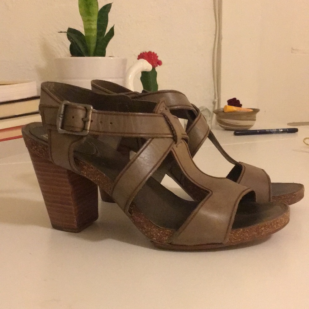 Frye leather stack heels